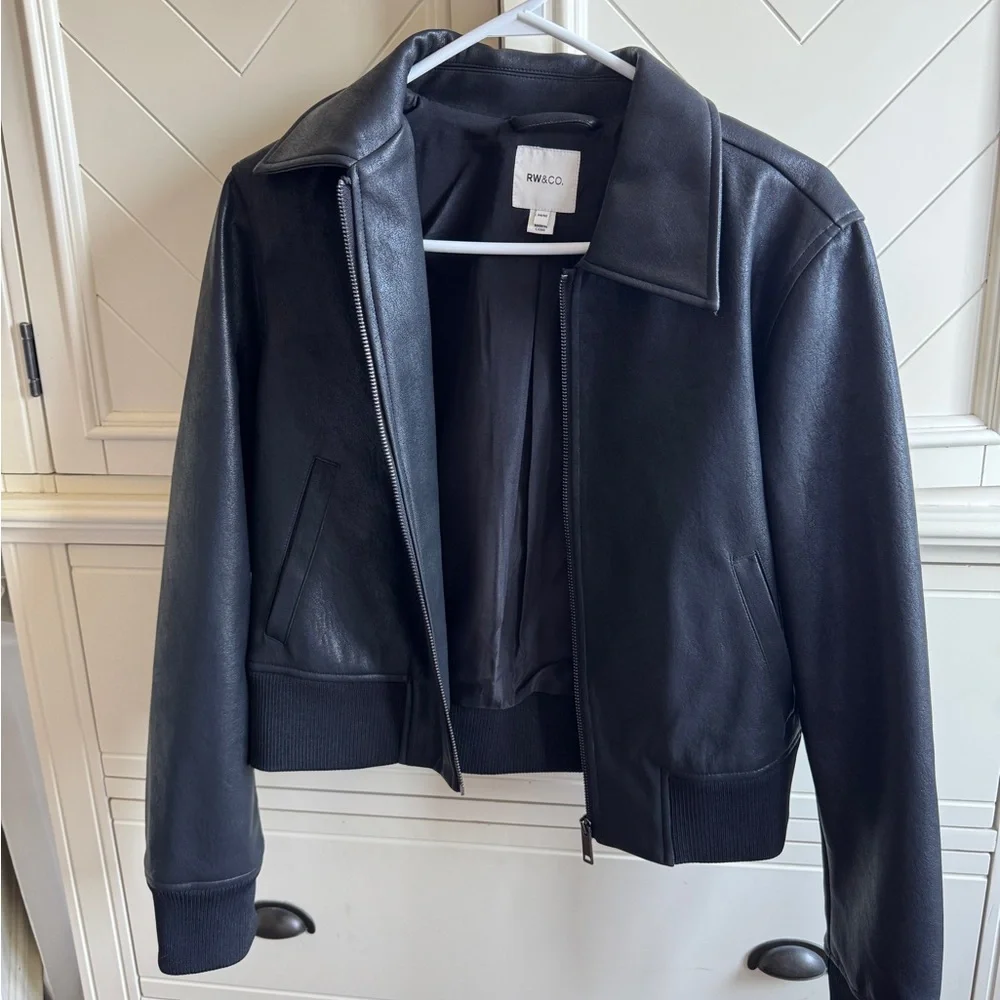 RW&CO. Black Leather Jacket - Picture 1 of 6